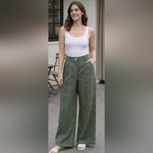 NWT. Armani Exchange  Wide Leg Pants.  100% Linen. Size US 8.